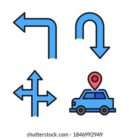 Map & navigation Icons Set (Filled Line) = pin love, pin add, pin close,right. Perfect for website mobile app, app icons, presentation, illustration and any other projects.