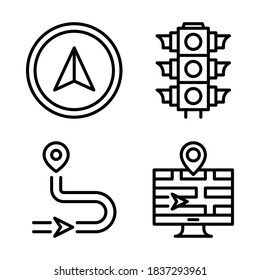 Map & navigation Icons Set = globe, pin navigation, smartwatch, laptop. Perfect for website mobile app, app icons, presentation, illustration and any other projects.