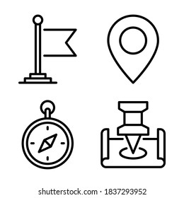 Map & navigation Icons Set = sign post, pin, compass, pin location. Perfect for website mobile app, app icons, presentation, illustration and any other projects.
