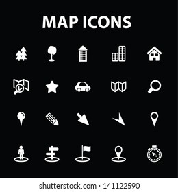 map, navigation icons, signs set, vector