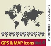 Map with Navigation Icons. Vol. 4. Vector illustration.