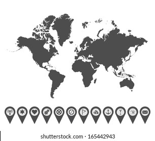 Map with Navigation Icons. Vol. 4. Vector illustration.