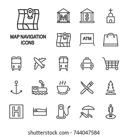 Map Navigation Legend Icon Set. Map Locations Vector Icons. Vector. 