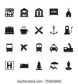 Map Navigation Legend Icon Set. Map Locations Vector Icons. Vector. 