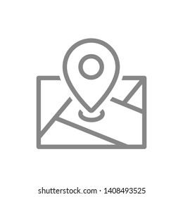 Map navigation line icon. Location pin symbol and sign vector illustration design. Isolated on white background