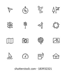 Map and Navigation line icons set