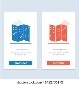Map, Navigation, Location  Blue and Red Download and Buy Now web Widget Card Template