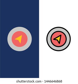 Map, Navigation, Location  Icons. Flat and Line Filled Icon Set Vector Blue Background