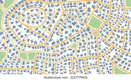 Map navigation to own house.View from above the map buildings. Detailed view of city from above. Graphic tourist map. City top view. Abstract background. Gps Flat style, Vector, illustration isolated.