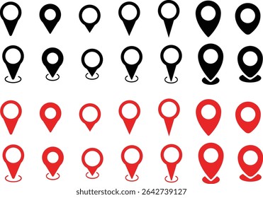 Map navigation pin icon set. Gps location sign. Location icon