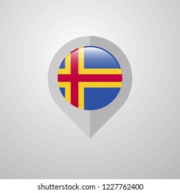 Map Navigation pointer with Aland flag design vector