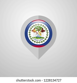 Map Navigation pointer with Belize flag design vector
