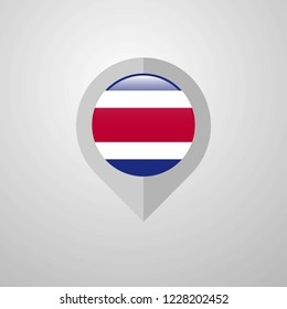 Map Navigation pointer with Costa Rica flag design vector