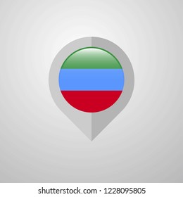 Map Navigation pointer with Dagestan flag design vector