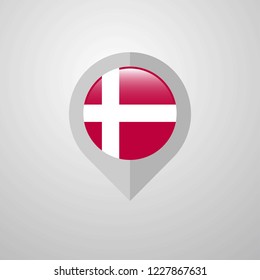 Map Navigation pointer with Denmark flag design vector