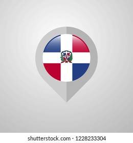 Map Navigation pointer with Dominican Republic flag design vector