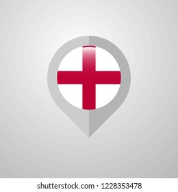 Map Navigation pointer with England flag design vector