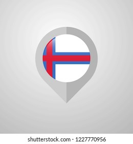 Map Navigation pointer with Faroe Islands flag design vector