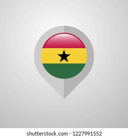 Map Navigation pointer with Ghana flag design vector