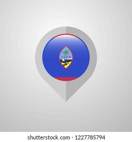 Map Navigation pointer with Guam flag design vector