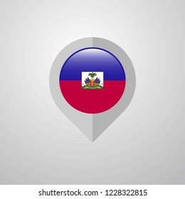 Map Navigation pointer with Haiti flag design vector