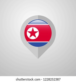 Map Navigation pointer with Korea North flag design vector