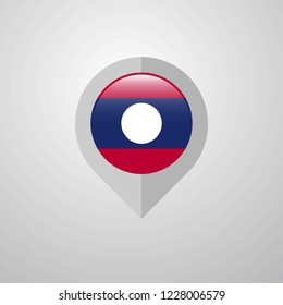 Map Navigation pointer with Laos flag design vector