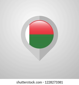 Map Navigation pointer with Madgascar flag design vector