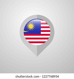Map Navigation pointer with Malaysia flag design vector