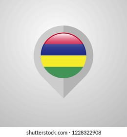 Map Navigation pointer with Mauritius flag design vector