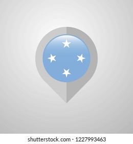 Map Navigation pointer with Micronesia,Federated States flag design vector