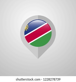Map Navigation pointer with Namibia flag design vector