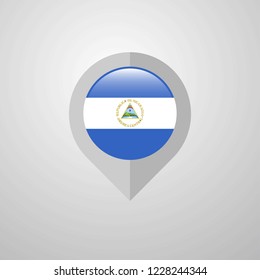 Map Navigation pointer with Nicaragua flag design vector