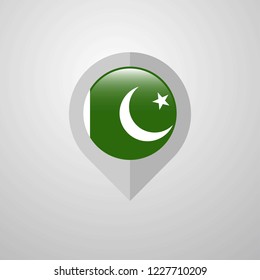 Map Navigation pointer with Pakistan flag design vector