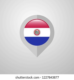 Map Navigation pointer with Paraguay flag design vector