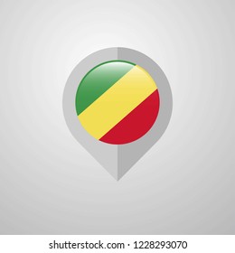 Map Navigation pointer with Republic of the Congo flag design vector