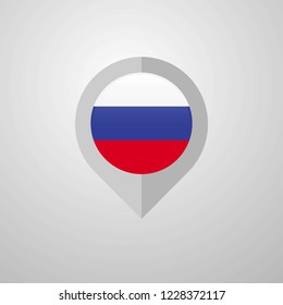 Map Navigation pointer with Russia flag design vector