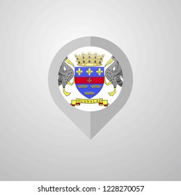 Map Navigation pointer with Saint Barthelemy flag design vector