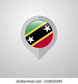 Map Navigation pointer with Saint Kitts and Nevis flag design vector