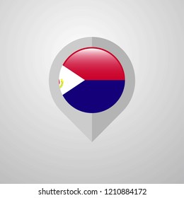 Map Navigation pointer with Saint-Martin flag design vector