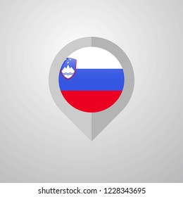 Map Navigation pointer with Slovenia flag design vector