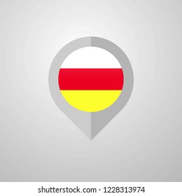 Map Navigation pointer with South Ossetia flag design vector