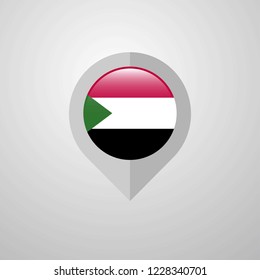 Map Navigation pointer with Sudan flag design vector