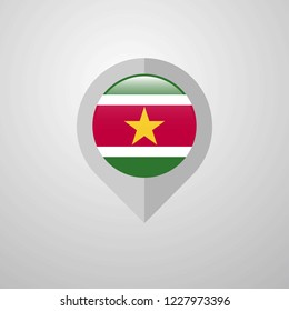 Map Navigation pointer with Suriname flag design vector