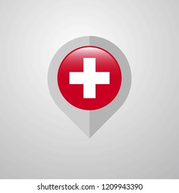 Map Navigation pointer with Switzerland flag design vector