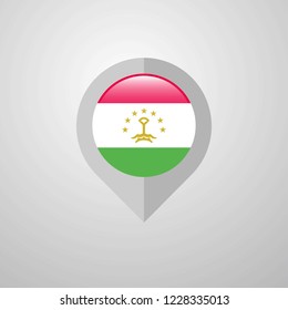 Map Navigation pointer with Tajikistan flag design vector