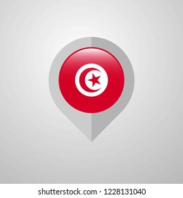 Map Navigation pointer with Tunisia flag design vector