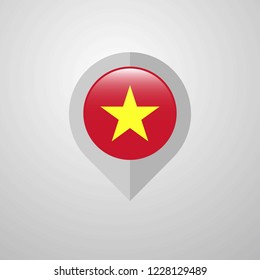 Map Navigation pointer with Vietnam flag design vector