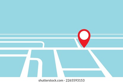 Map navigation red pointer on the road in perspective. Travel destination concept. Vector  illustration
