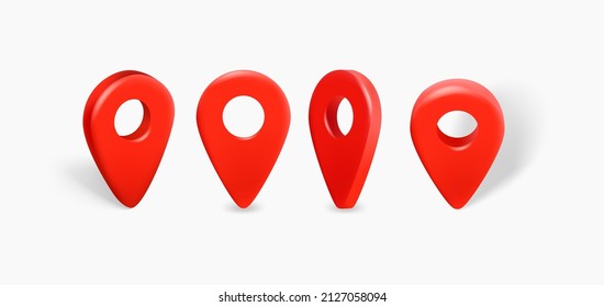 Map navigation red pointers. Vector 3d illustration
